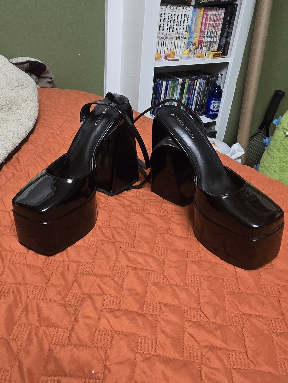 Azalea Wang Platform Block Heel Slingback Pumps In Black